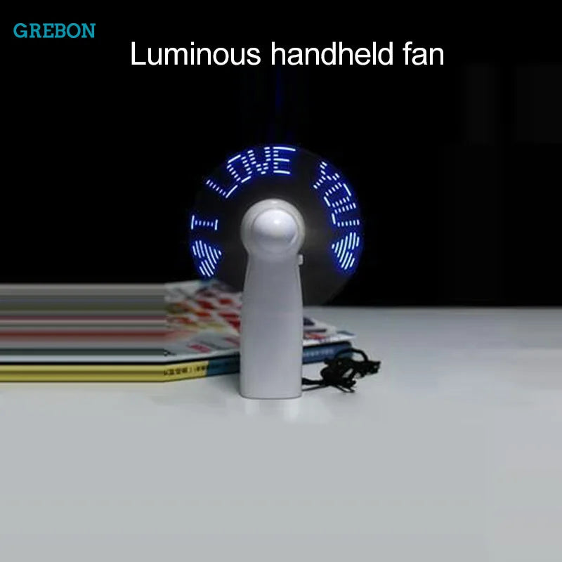 Luminous Portable Fan Mini Led Fancy Light Handheld Batter Power Air Cooling Summer Flexible Creative Gift Desktop Home Outdoor