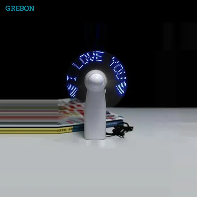 Luminous Portable Fan Mini Led Fancy Light Handheld Batter Power Air Cooling Summer Flexible Creative Gift Desktop Home Outdoor