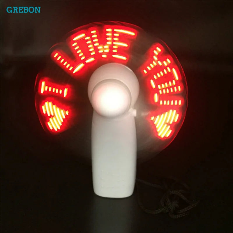 Luminous Portable Fan Mini Led Fancy Light Handheld Batter Power Air Cooling Summer Flexible Creative Gift Desktop Home Outdoor
