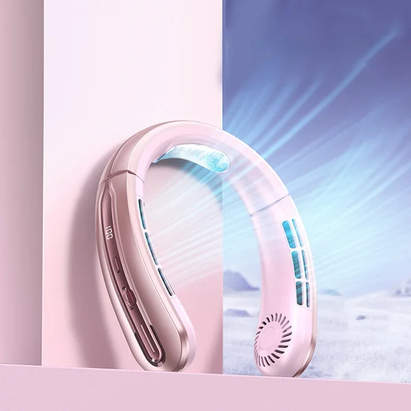 Xiaomi Portable Mini Hanging Neck Fan Digital Display Power Fan Neckband Air Cooler USB Rechargeable Fans Cooling Tool Summer