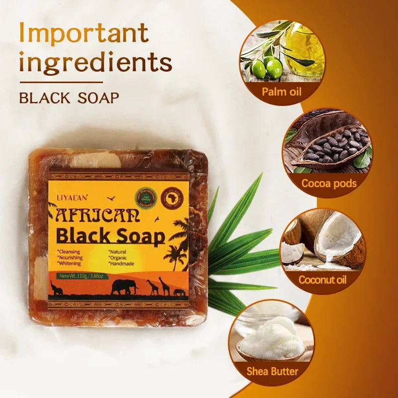 African Black Soap Organic Shea Butter Anti Rebelles Treatment Acne Moisturizing SkinCare Handmade Beauty Body Bath
