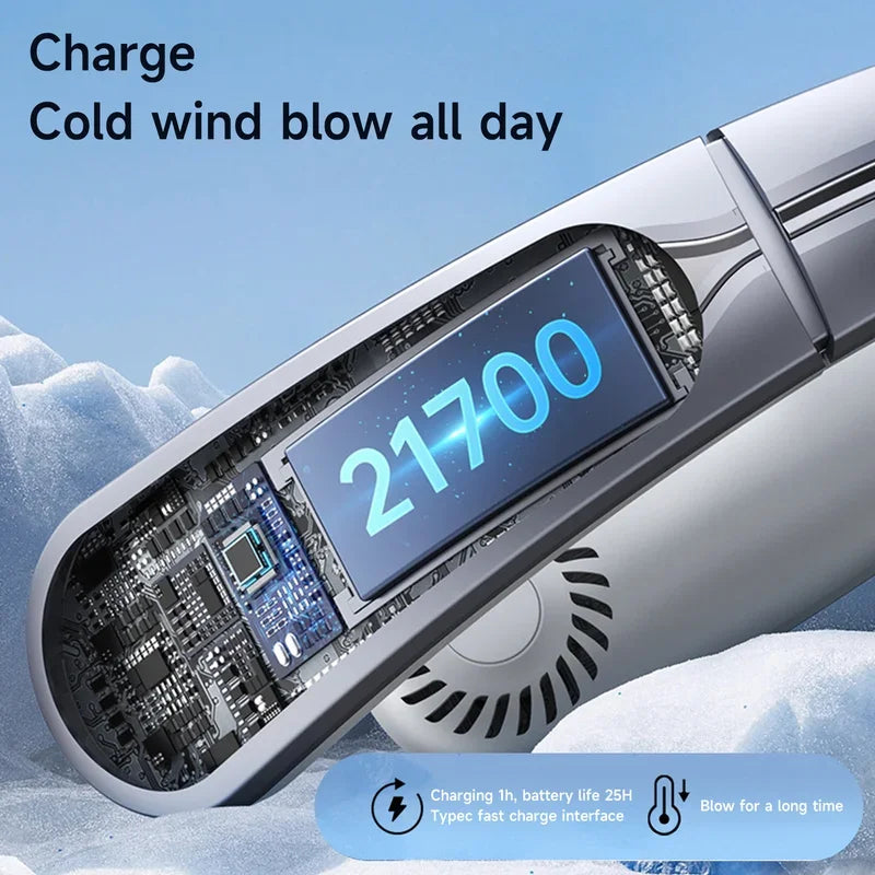 Xiaomi Portable Mini Hanging Neck Fan Digital Display Power Fan Neckband Air Cooler USB Rechargeable Fans Cooling Tool Summer