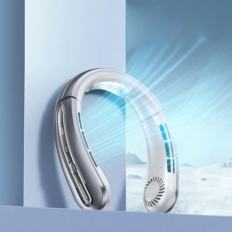 Xiaomi Portable Mini Hanging Neck Fan Digital Display Power Fan Neckband Air Cooler USB Rechargeable Fans Cooling Tool Summer