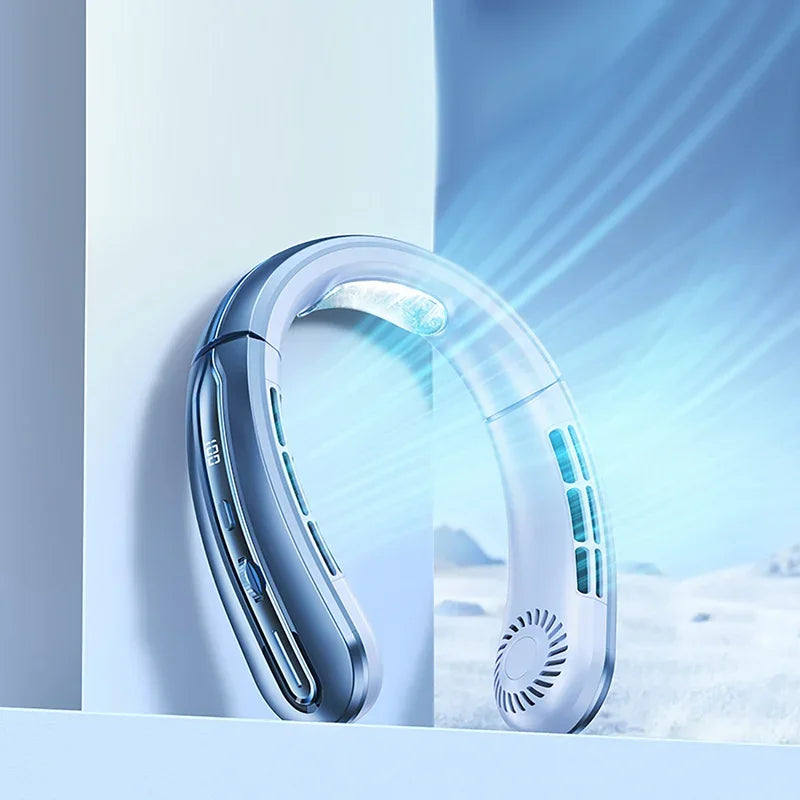Xiaomi Portable Mini Hanging Neck Fan Digital Display Power Fan Neckband Air Cooler USB Rechargeable Fans Cooling Tool Summer
