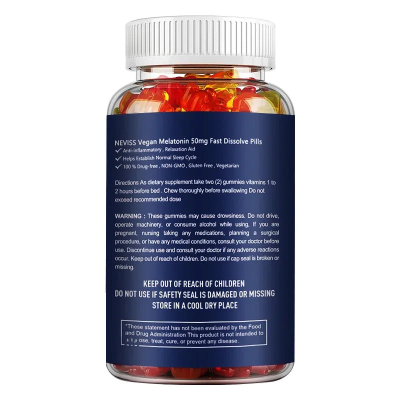 Melatonin Gummies 50mg - Sleep Support, Stress Relief, Improved Sleep Quality, Boosted Energy Production, Increased Vitality